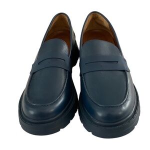 Franco Sarto Loafers, Size 10M, Navy Blue Leather